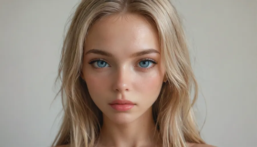 ((((full body view)))), (stand), (((Close-up of girl))), (((very petite girl))), (((turns to viewer))), (((oiled skin))), ((light blue eyes)), (((skinny))), (((18 years old))), (very girl:1), (makeup:1.3), beautiful, gorgeous, stunning, (blonde long hair:1.6), white background, <lora:add-detail-xl:.8>, <lora:Midjourney Image Enhancer XL v1:.8>, dick, VCuteStyle, <lora:CuteCombine1:.8>, insert, 4ng3l, face, <lora:SDXL_BetterFaces-LoRA_v1:.8>