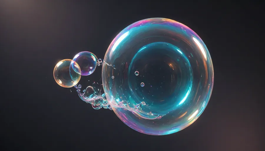 A bubble, Style ios 16 sistem, sound waves interacting with the bubble, (fluid liquid, degrad black oil undulations, background), gentle undulations bubble, any mockups, elements glassmorphism undulations, upper view, <lora:436263_training_data:.5>, <lora:BubbleXL:1.1>